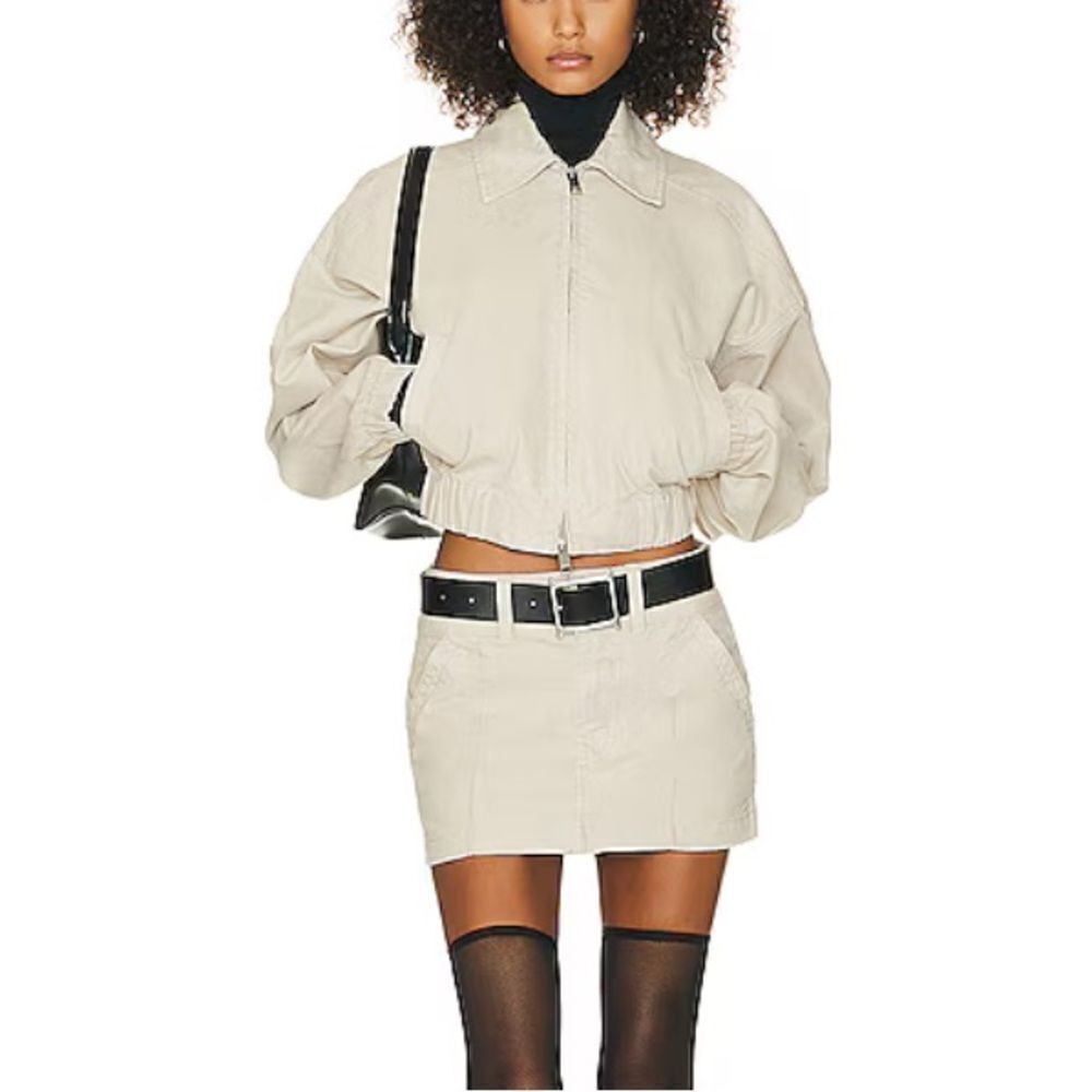 NWT HELSA Workwear Mini Skirt Taupe canvas cargo Revolve FWRD XL